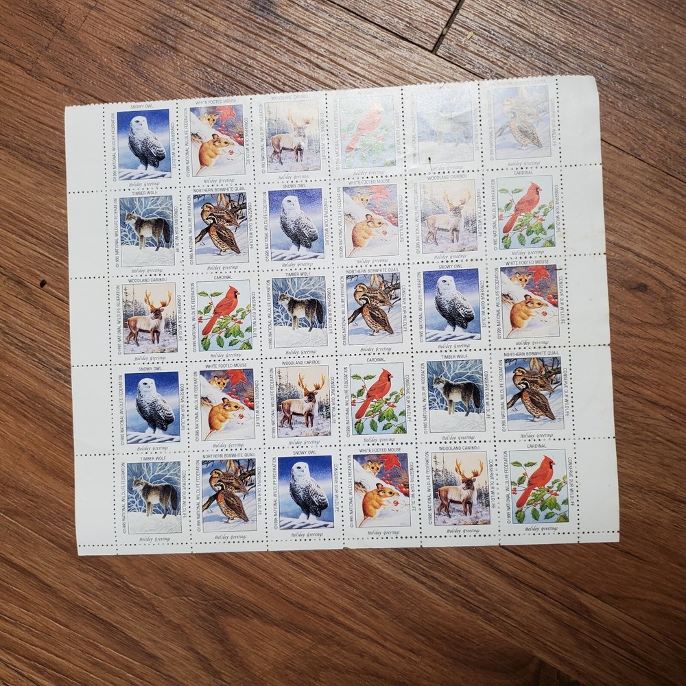 Lot of 30 Christmas Stamps 1995 National Wildlife Federation Size 7 X 8